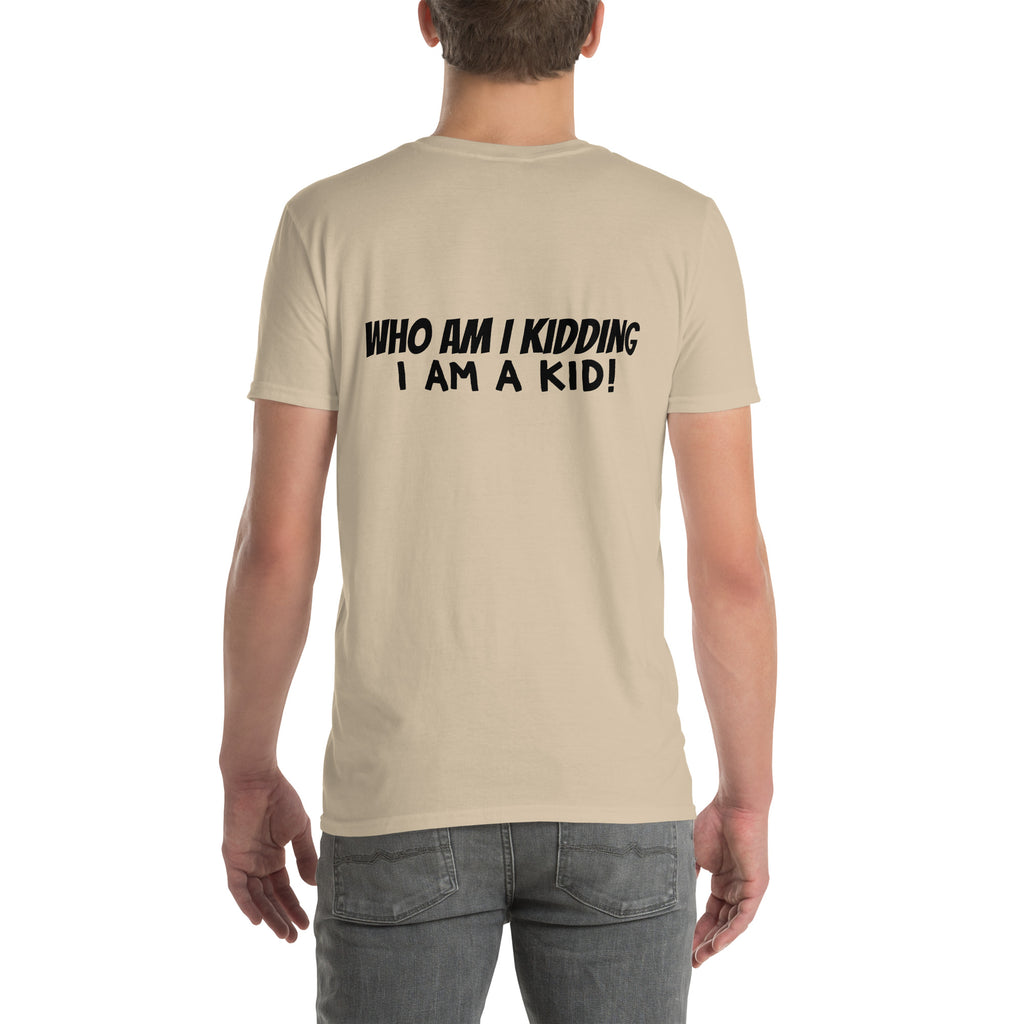 Disney NOT Just for Kids t-shirt in Sand, back view reading “Who am I kidding, I AM a kid!”