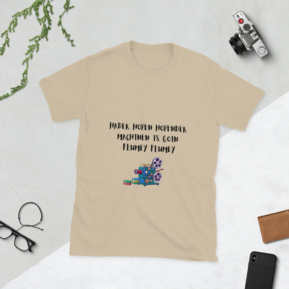 Projectionist Booth retro Muppet Vision tribute t-shirt in Sand, front view