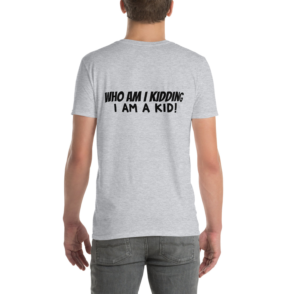 Disney NOT Just for Kids t-shirt in Sport Grey, back view reading “Who am I kidding, I AM a kid!”